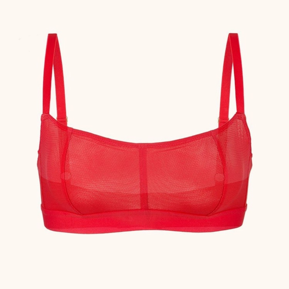 LIVELY Straight Up Bralette Top in Tomato Red Size L